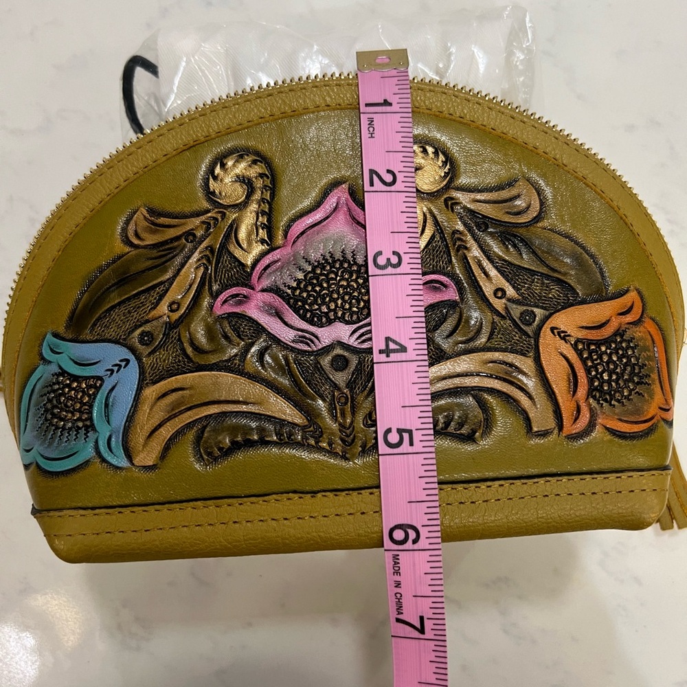 Floral Embossed Leather Pouch - Picture 10 of 11